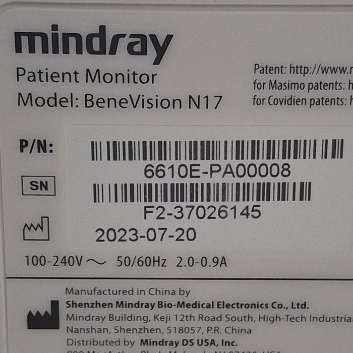 Mindray Mindray Benevision N17 Patient Monitor Patient Monitors reLink Online