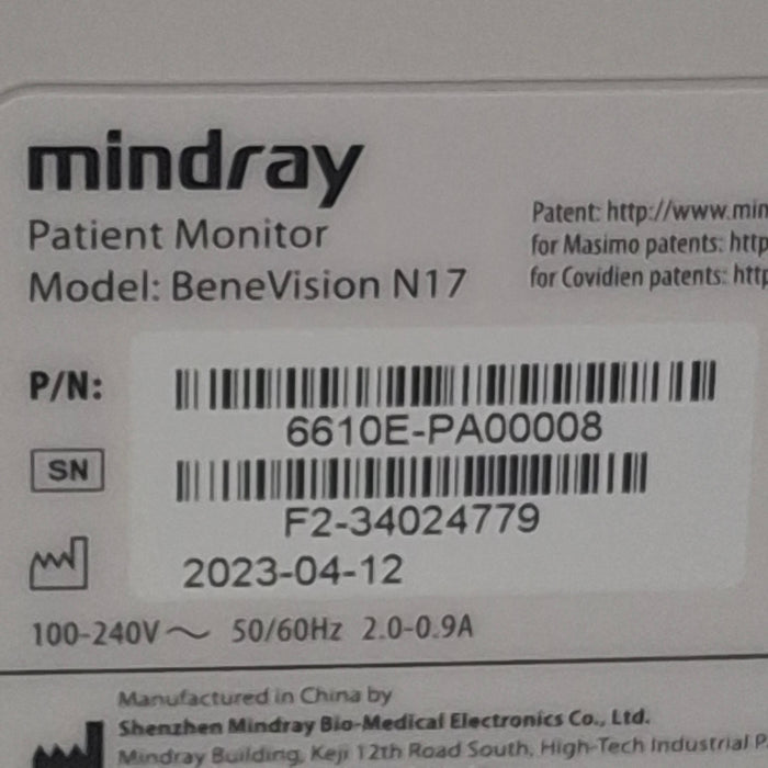 Mindray Benevision N17 Patient Monitor
