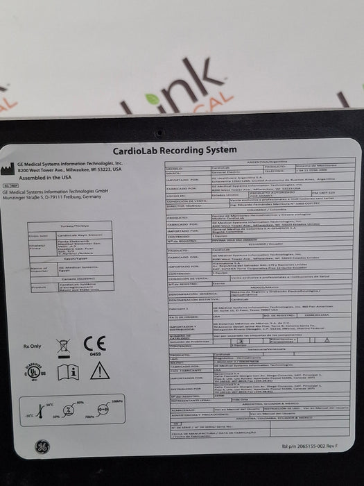 GE Healthcare 2033852-002 Cardiolab Recording System