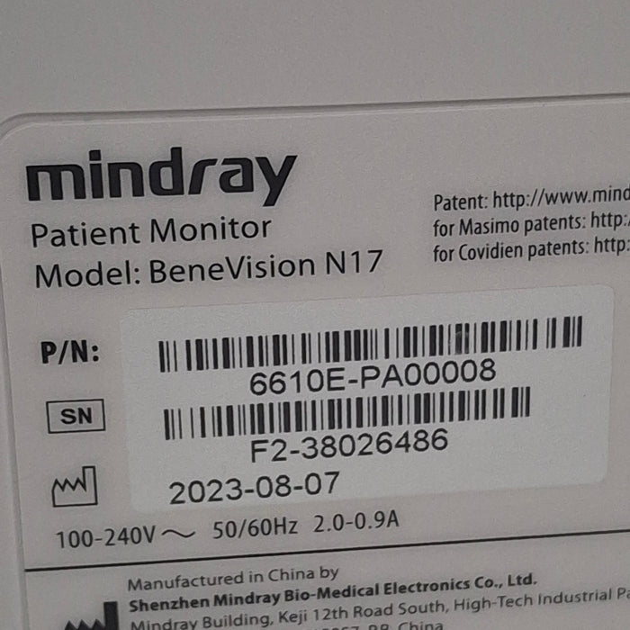 Mindray Benevision N17 Patient Monitor