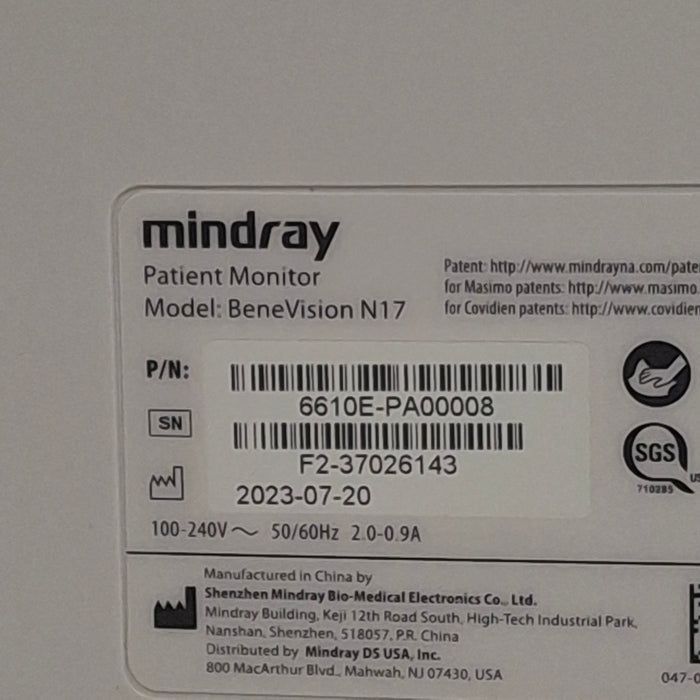 Mindray Benevision N17 Patient Monitor