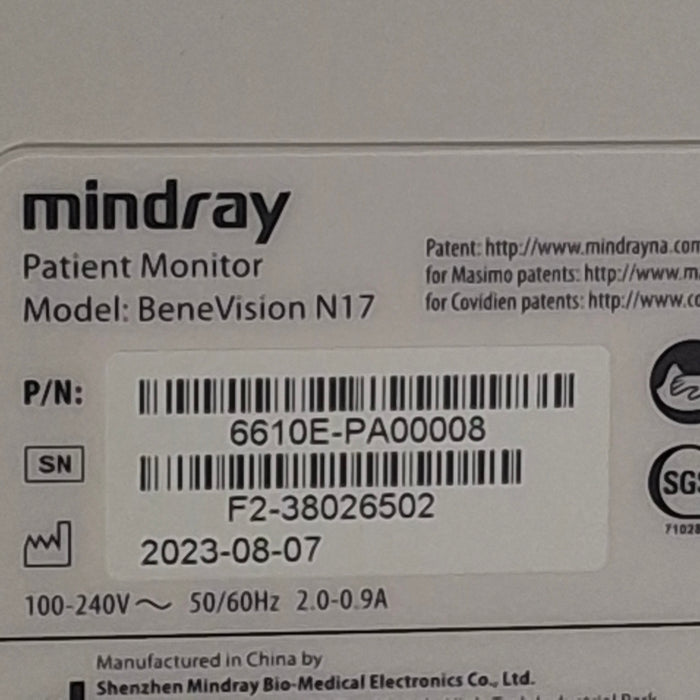 Mindray Benevision N17 Patient Monitor