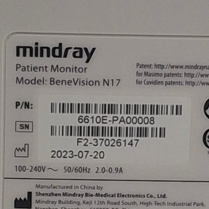 Mindray Benevision N17 Patient Monitor