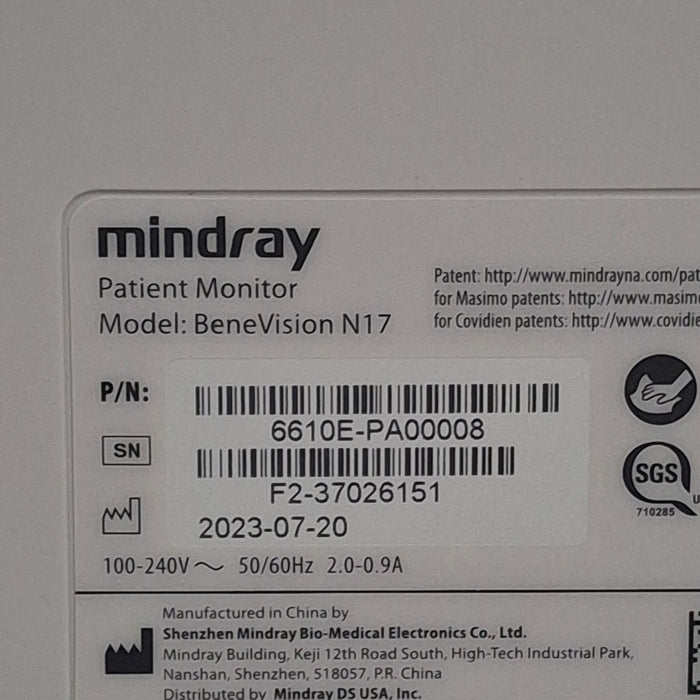 Mindray Benevision N17 Patient Monitor