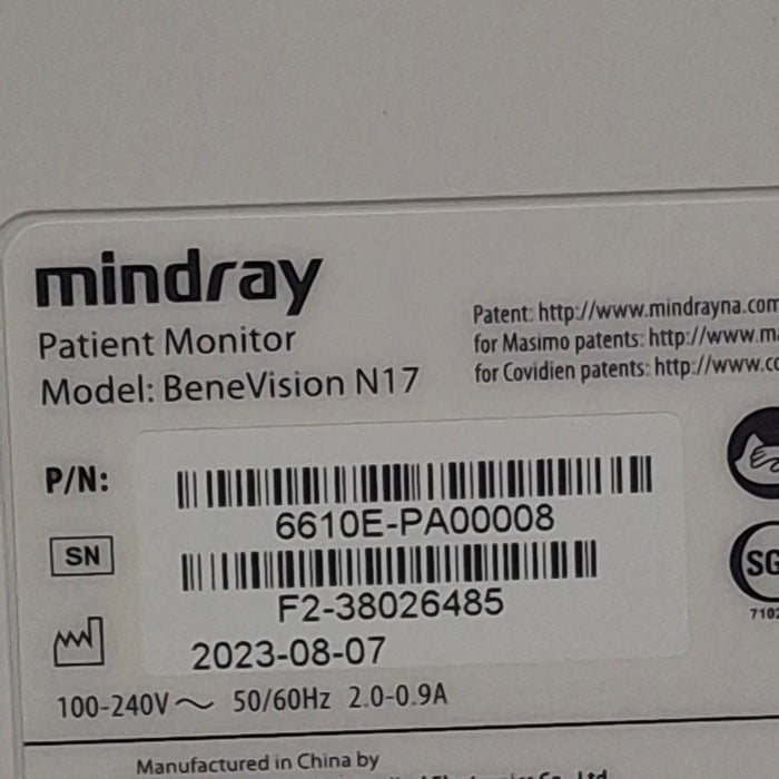 Mindray Benevision N17 Patient Monitor