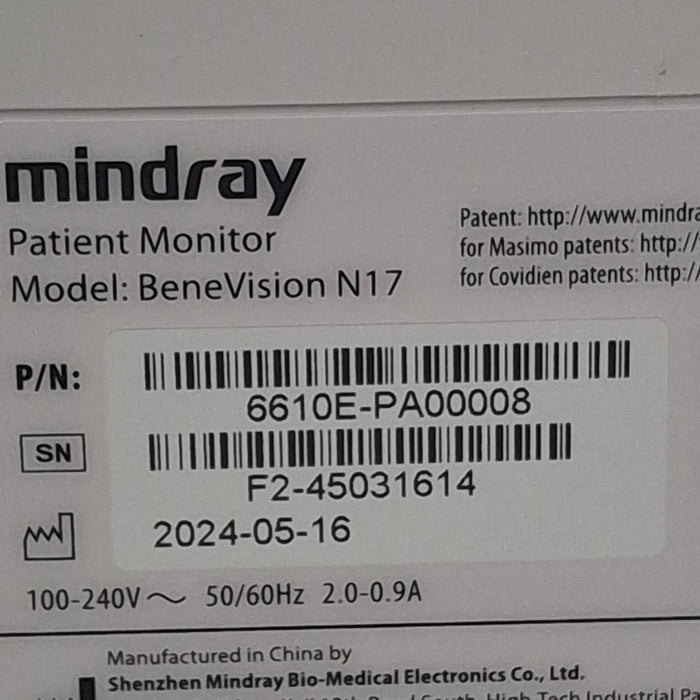 Mindray Benevision N17 Patient Monitor