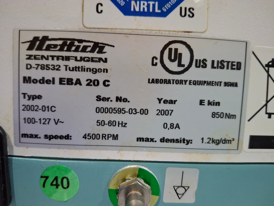 Hettich Instruments Zentrifugen EBA 20C Centrifuge