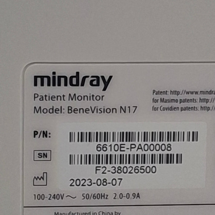 Mindray Benevision N17 Patient Monitor