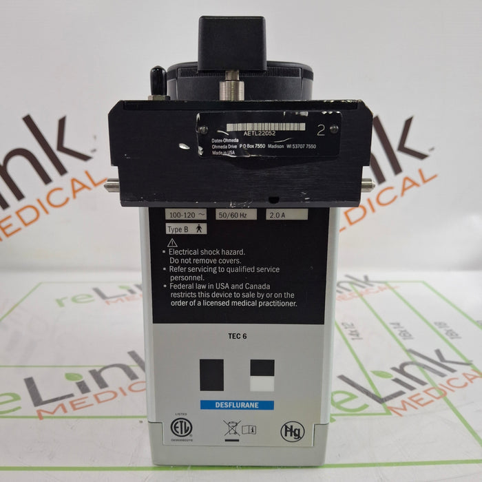 Datex-Ohmeda Tec 6 Plus Desflurane Vaporizer