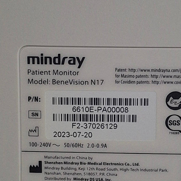 Mindray Benevision N17 Patient Monitor