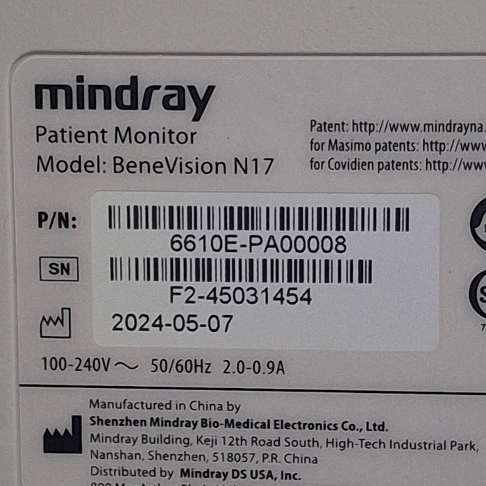Mindray Benevision N17 Patient Monitor