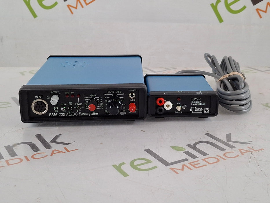 CWE Inc BMA-200 AC/DC Bioamplifier w/ISO-Z Isolation Head Stage