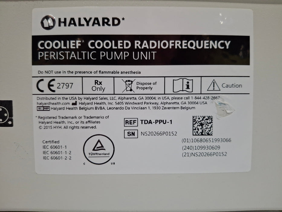 Halyard Health, Inc. Coolief Cooled Radiofrequency Peristaltic Pump Unit