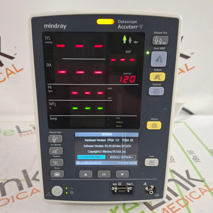 Mindray Datascope Accutorr V Vital Signs Monitor