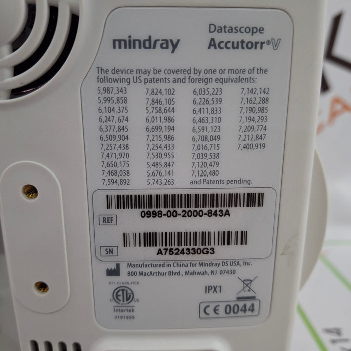Mindray Datascope Accutorr V Vital Signs Monitor