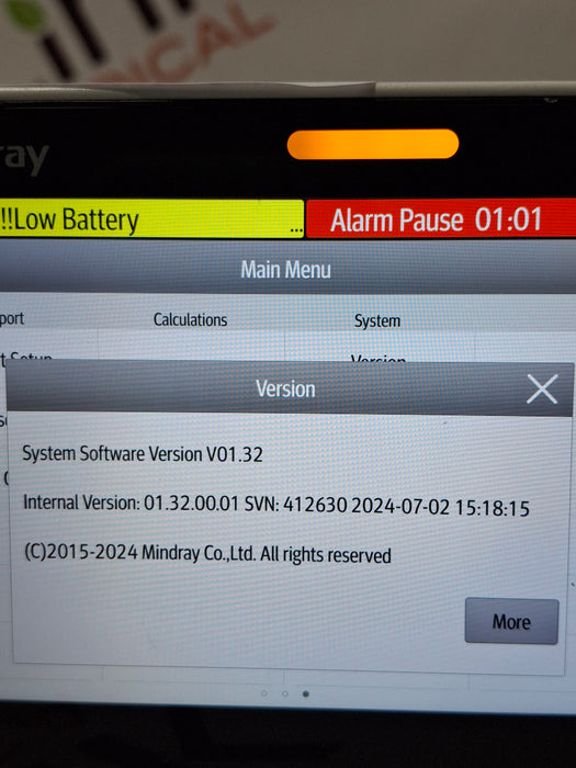 Mindray Benevision N1 Nellcor Transport Monitor