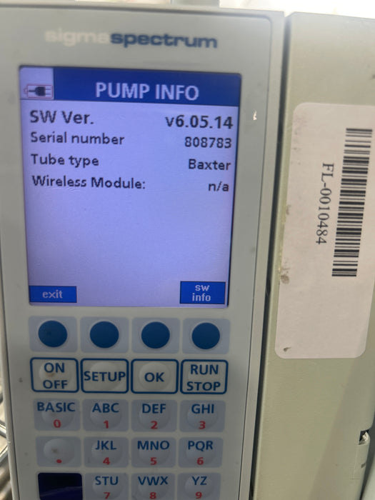 Baxter Sigma Spectrum 6.05.14 with A/B/G/N Battery Infusion Pump
