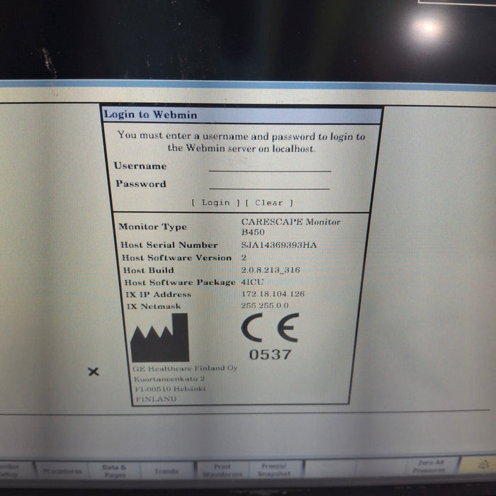 GE Healthcare Carescape B450 Critical Care Patient Monitor