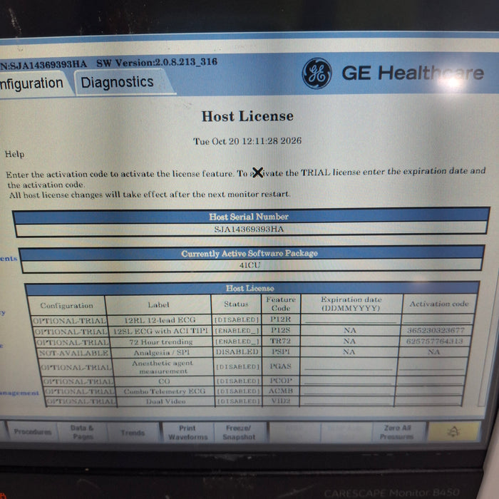 GE Healthcare Carescape B450 Critical Care Patient Monitor