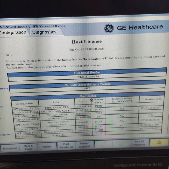 GE Healthcare Carescape B450 Critical Care Patient Monitor