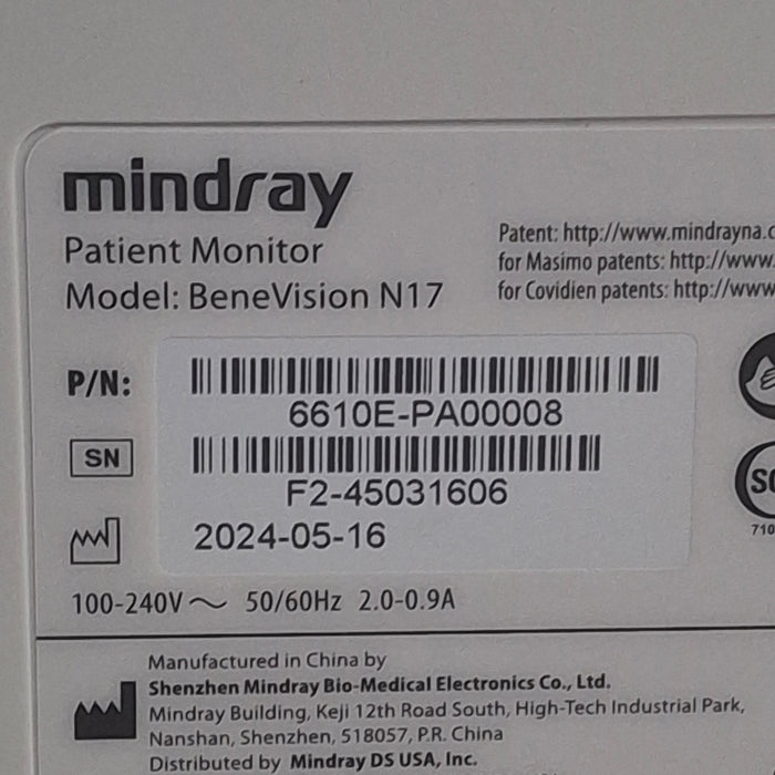 Mindray Benevision N17 Patient Monitor