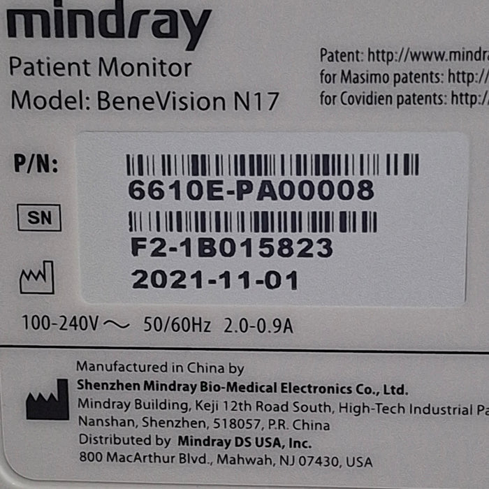 Mindray Benevision N17 Patient Monitor