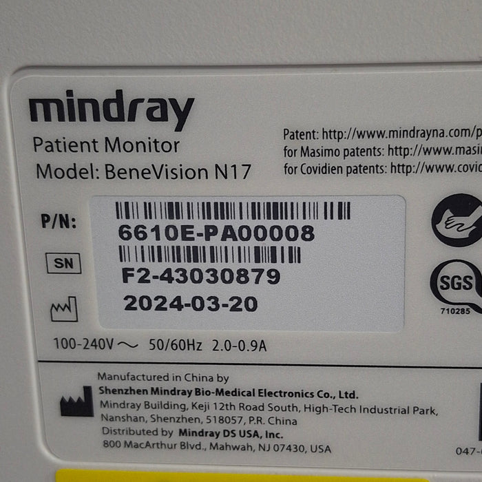 Mindray Benevision N17 Patient Monitor
