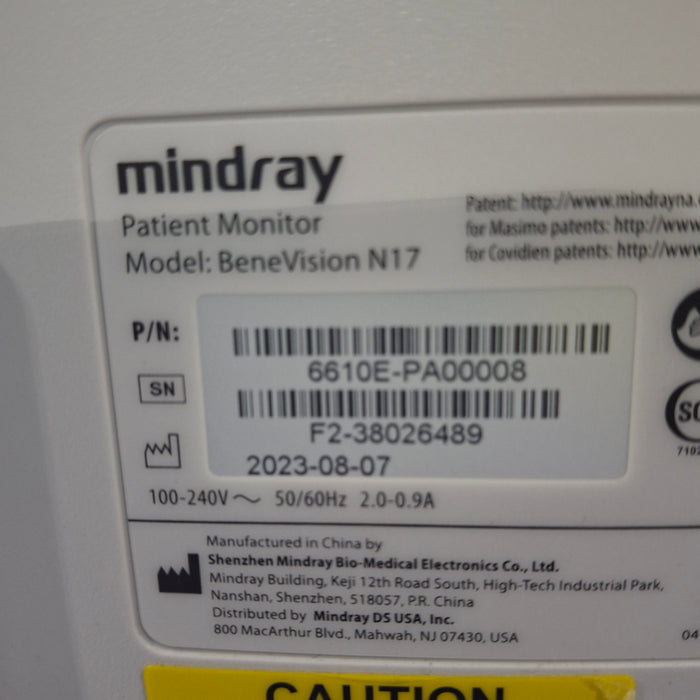 Mindray Benevision N17 Patient Monitor