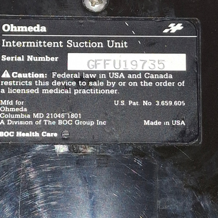 Ohmeda Medical 200 Intermittent Suction Unit