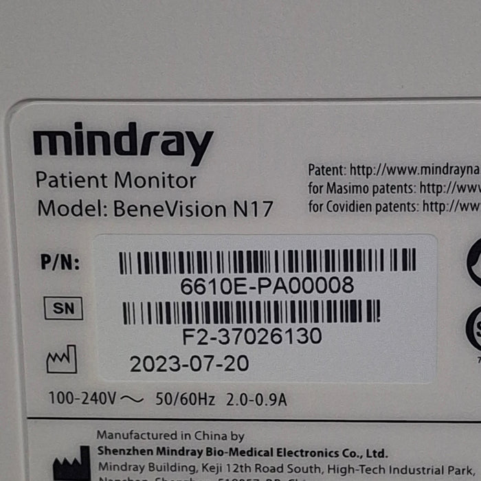 Mindray Benevision N17 Patient Monitor