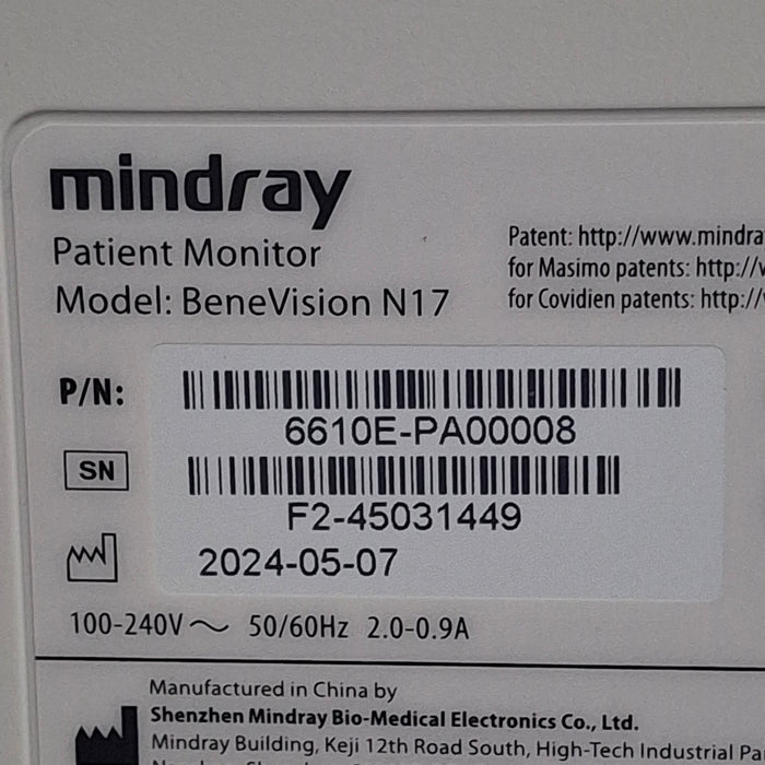 Mindray Benevision N17 Patient Monitor