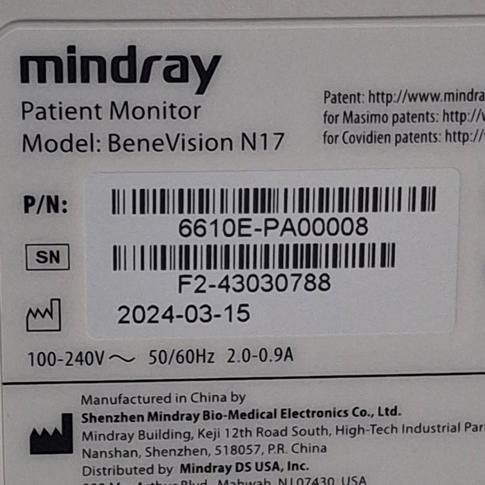 Mindray Benevision N17 Patient Monitor