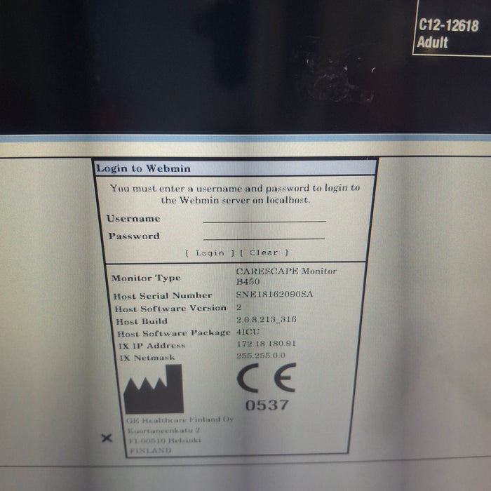 GE Healthcare Carescape B450 Critical Care Patient Monitor