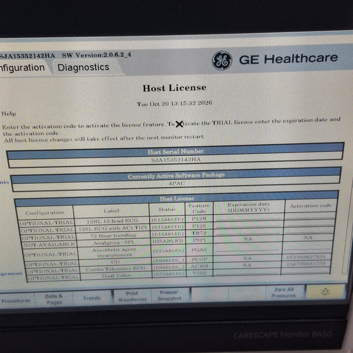 GE Healthcare Carescape B450 Post Anesthesia Care Patient Monitor