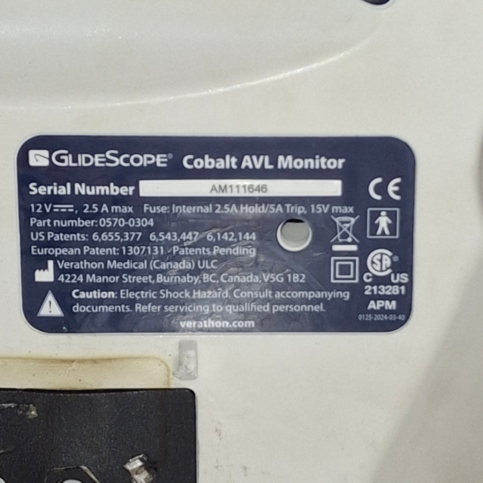 Verathon Medical, Inc Glidescope Cobalt AVL Video Laryngoscope
