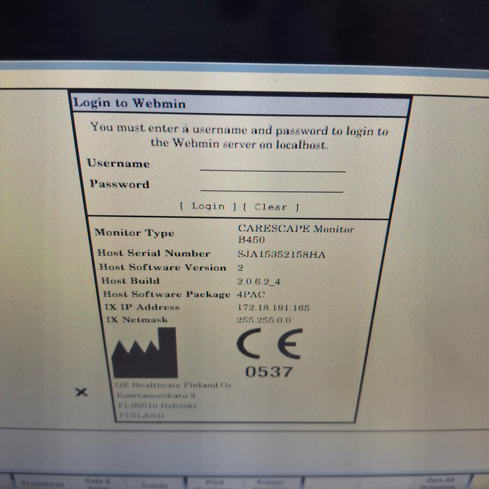 GE Healthcare Carescape B450 Post Anesthesia Care Patient Monitor