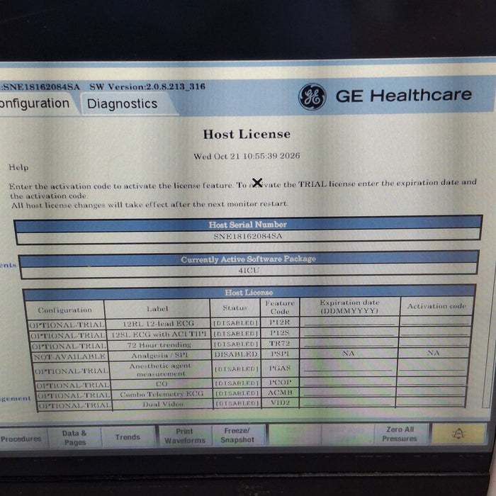 GE Healthcare Carescape B450 Critical Care Patient Monitor