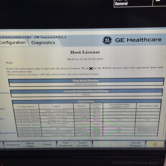 GE Healthcare Carescape B450 Post Anesthesia Care Patient Monitor