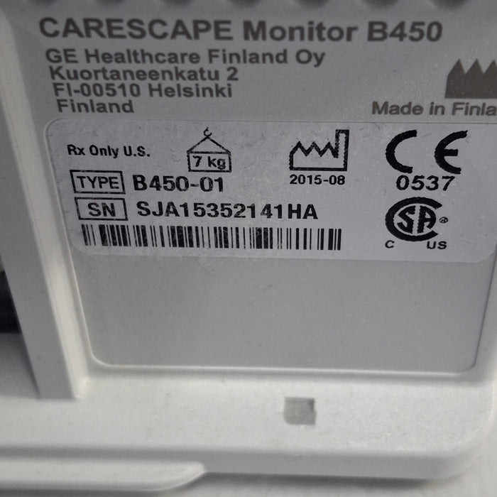 GE Healthcare Carescape B450 Post Anesthesia Care Patient Monitor