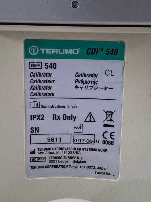 Terumo Cardiovascular Systems Corporation CDI 540 Calibration Gas Unit