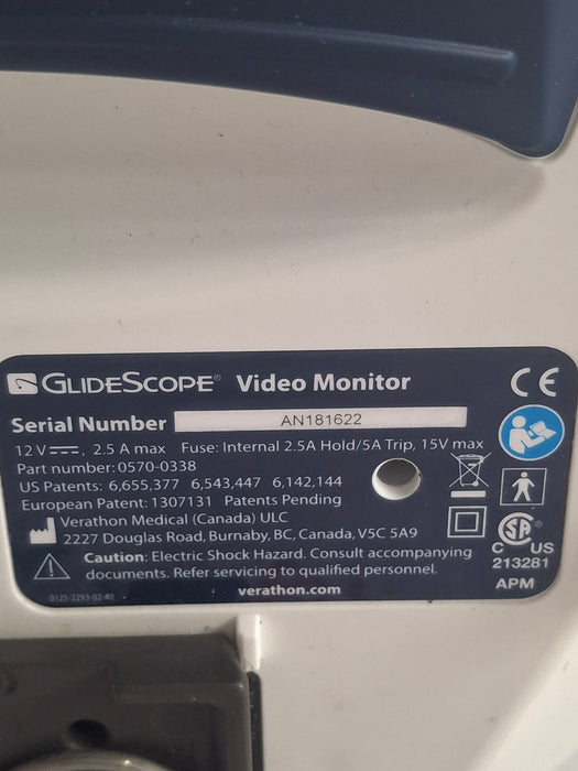Verathon Medical, Inc Glidescope Video Monitor w/ 0570-0307 Baton