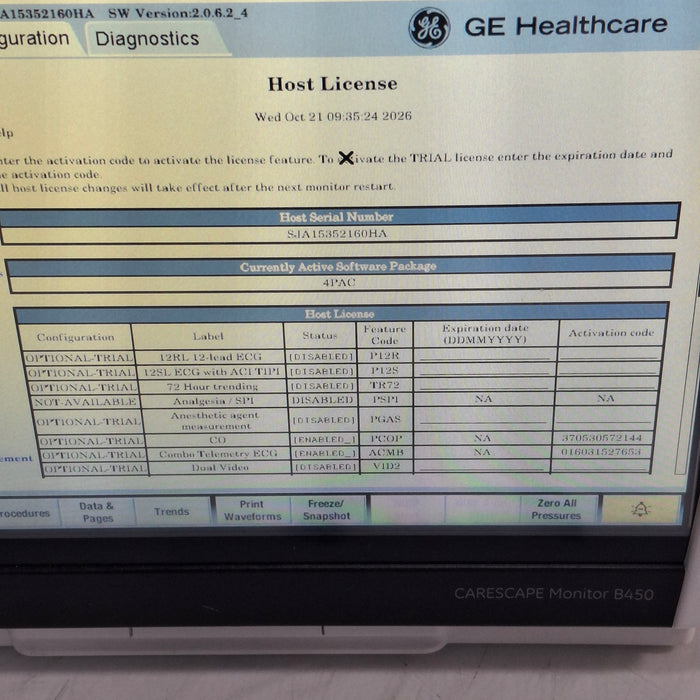 GE Healthcare Carescape B450 Post Anesthesia Care Patient Monitor