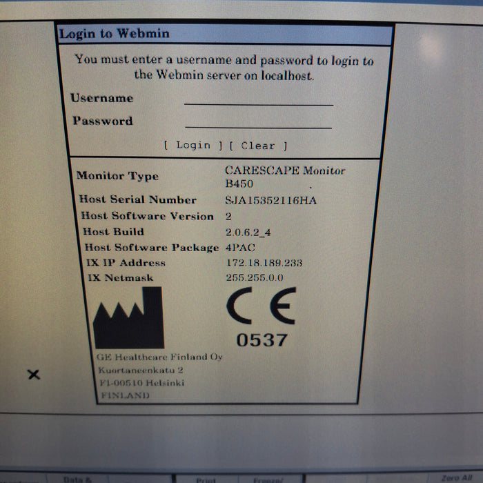 GE Healthcare Carescape B450 Post Anesthesia Care Patient Monitor