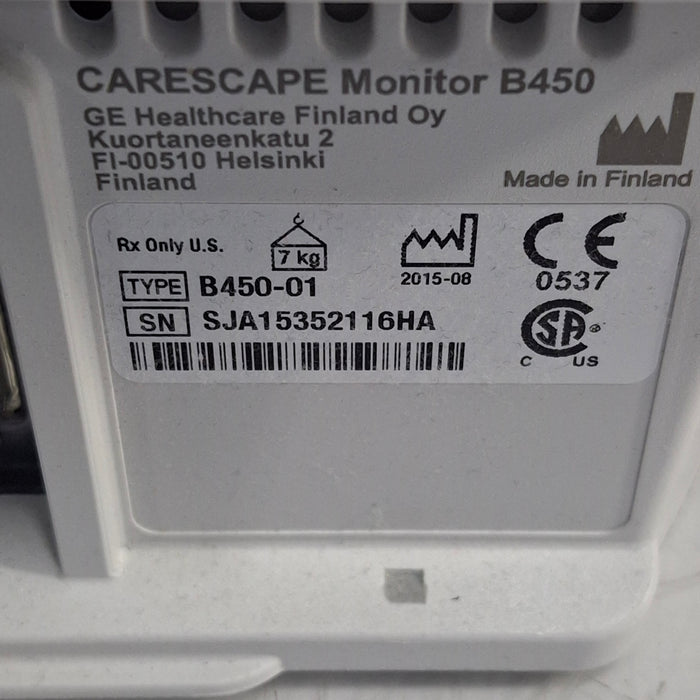 GE Healthcare Carescape B450 Post Anesthesia Care Patient Monitor