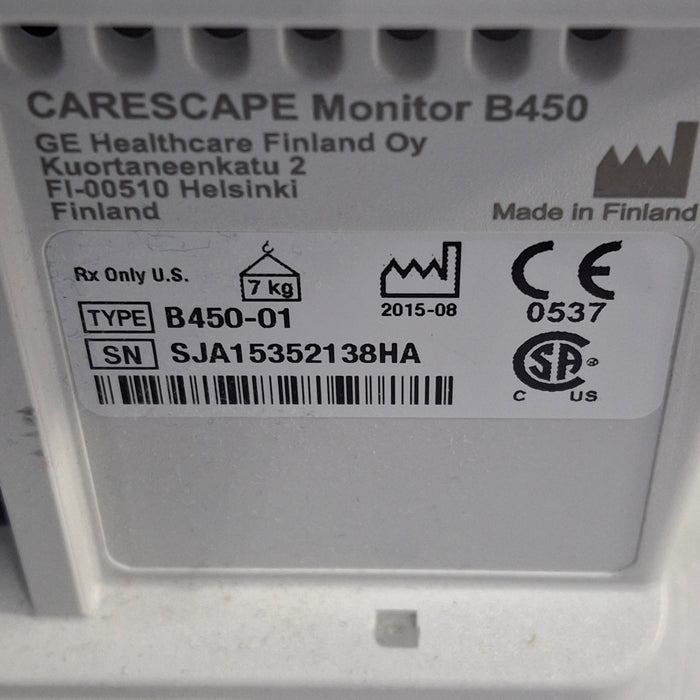 GE Healthcare Carescape B450 Post Anesthesia Care Patient Monitor