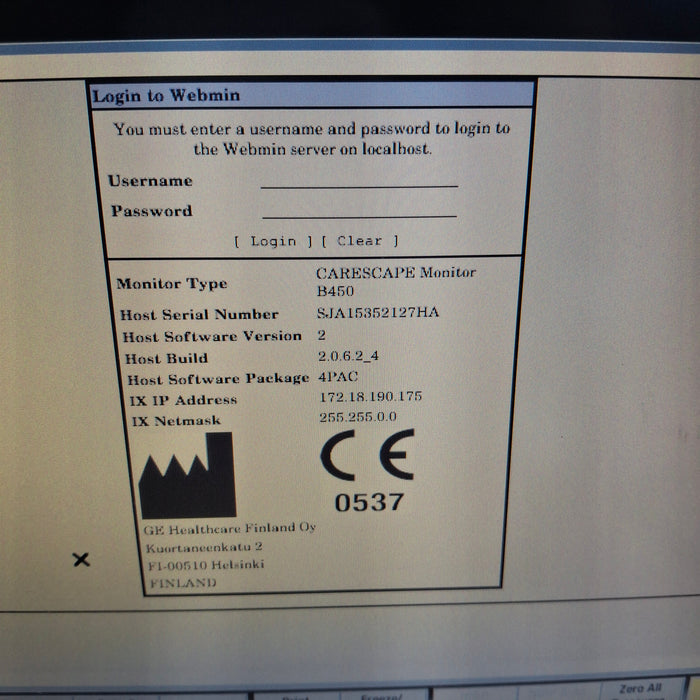 GE Healthcare Carescape B450 Post Anesthesia Care Patient Monitor