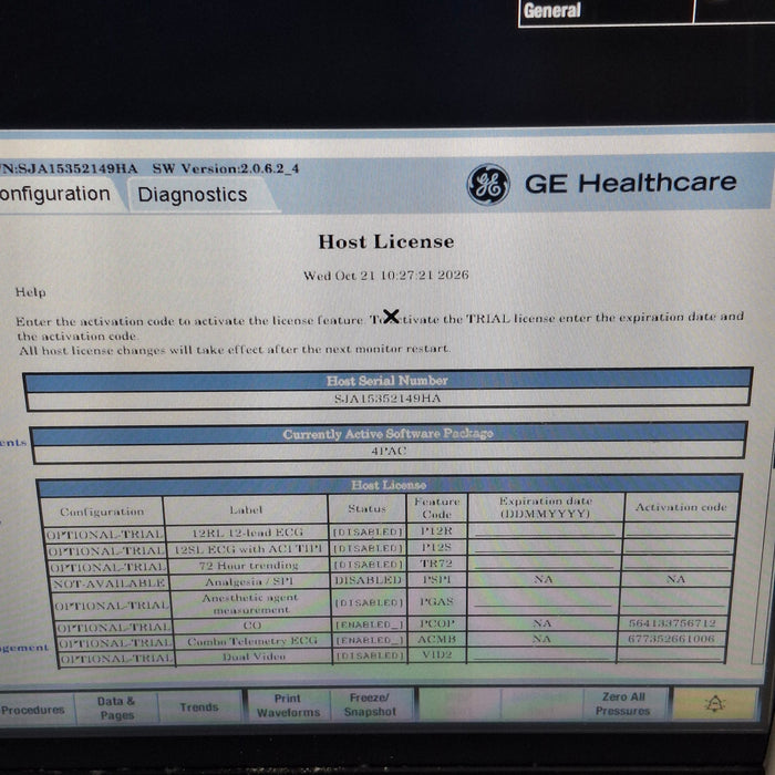 GE Healthcare Carescape B450 Post Anesthesia Care Patient Monitor