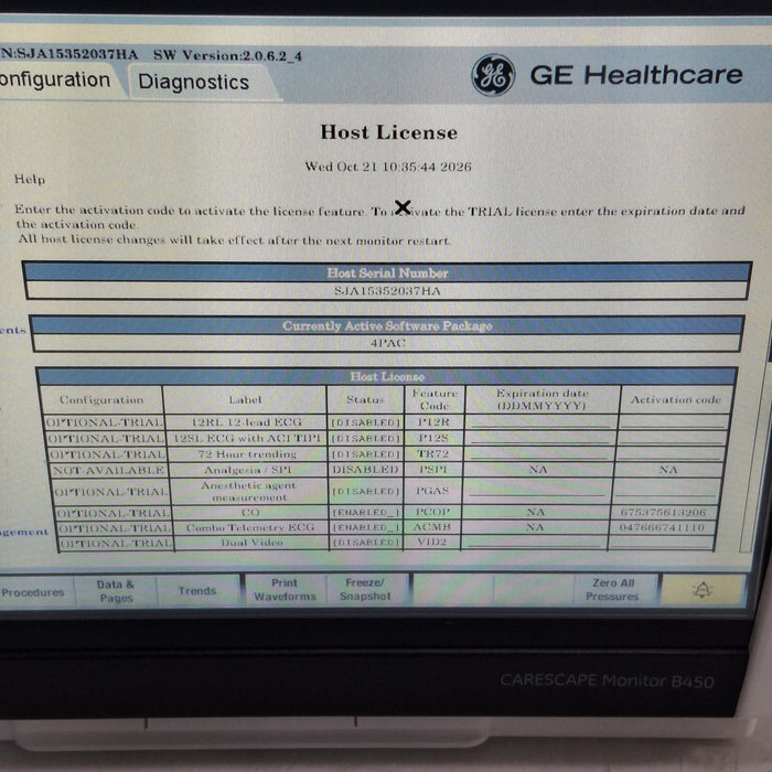 GE Healthcare Carescape B450 Critical Care Patient Monitor