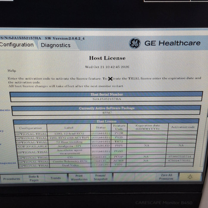 GE Healthcare Carescape B450 Critical Care Patient Monitor
