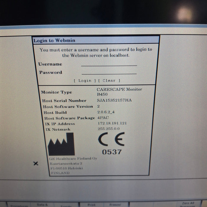 GE Healthcare Carescape B450 Critical Care Patient Monitor
